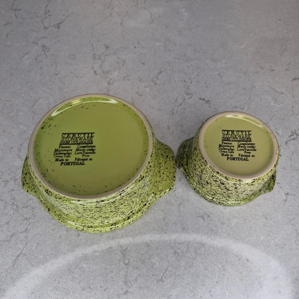 Cerutil Casserole Dish Speckled Stoneware Set‎ Of 2 Green